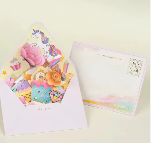Surprise-Filled 3D Flower Pop-Up Greeting Cards Envelope-Shaped Blessing Creative Birthday Ins-Style Greeting Cards